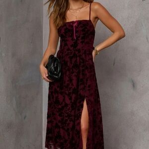 Elegant Burgundy Floral Dress